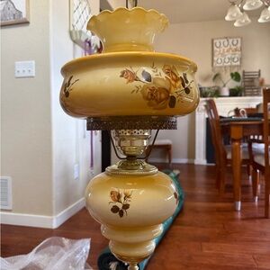 Hand-Painted Yellow Floral Glass Chandelier - Vintage Style Gone With The Wind